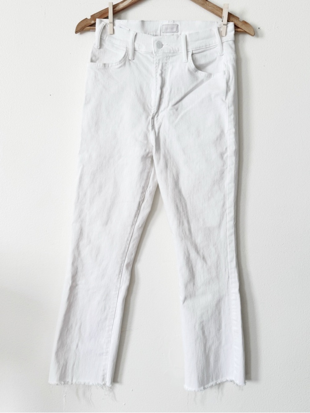 Mother White Raw Hem Straight Jeans size 29